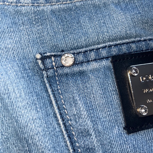 Dolce & gabbana jeans straight leg denim crystal accent buttons silver emblem - Picture 5 of 9